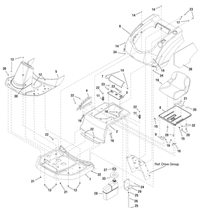 Seat, Body, Dash And Fuel Tank Group (885157) Diagram and Parts List for 7800783-EMR175330H 2011 Briggs and Stratton Lawn Tractor
